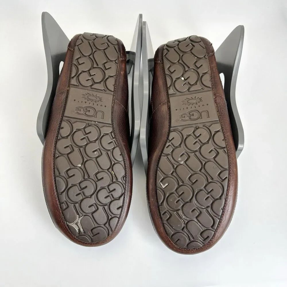 UGG Ascot Slipper Mens Size 12 Brown Full Grain Leather Genuine Sheepskin 5379